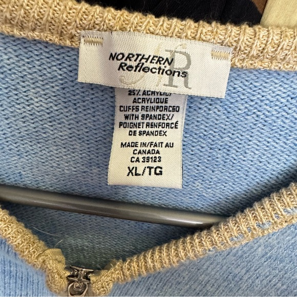 Northern reflections sweater zip up hoodie polar bears snow flakes knit cozy VTG - Picture 6 of 9
